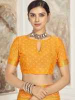 Mustard Chiffon Printed Saree